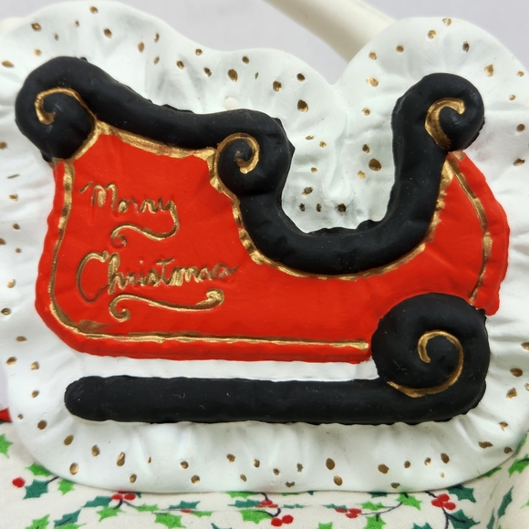 Vintage Painted Ceramic Bisque To and From Christmas Tag Tree Ornament - Picture 2 of 11